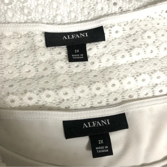 EUC! Alfani White Lace Top Size 2X - Picture 9 of 10